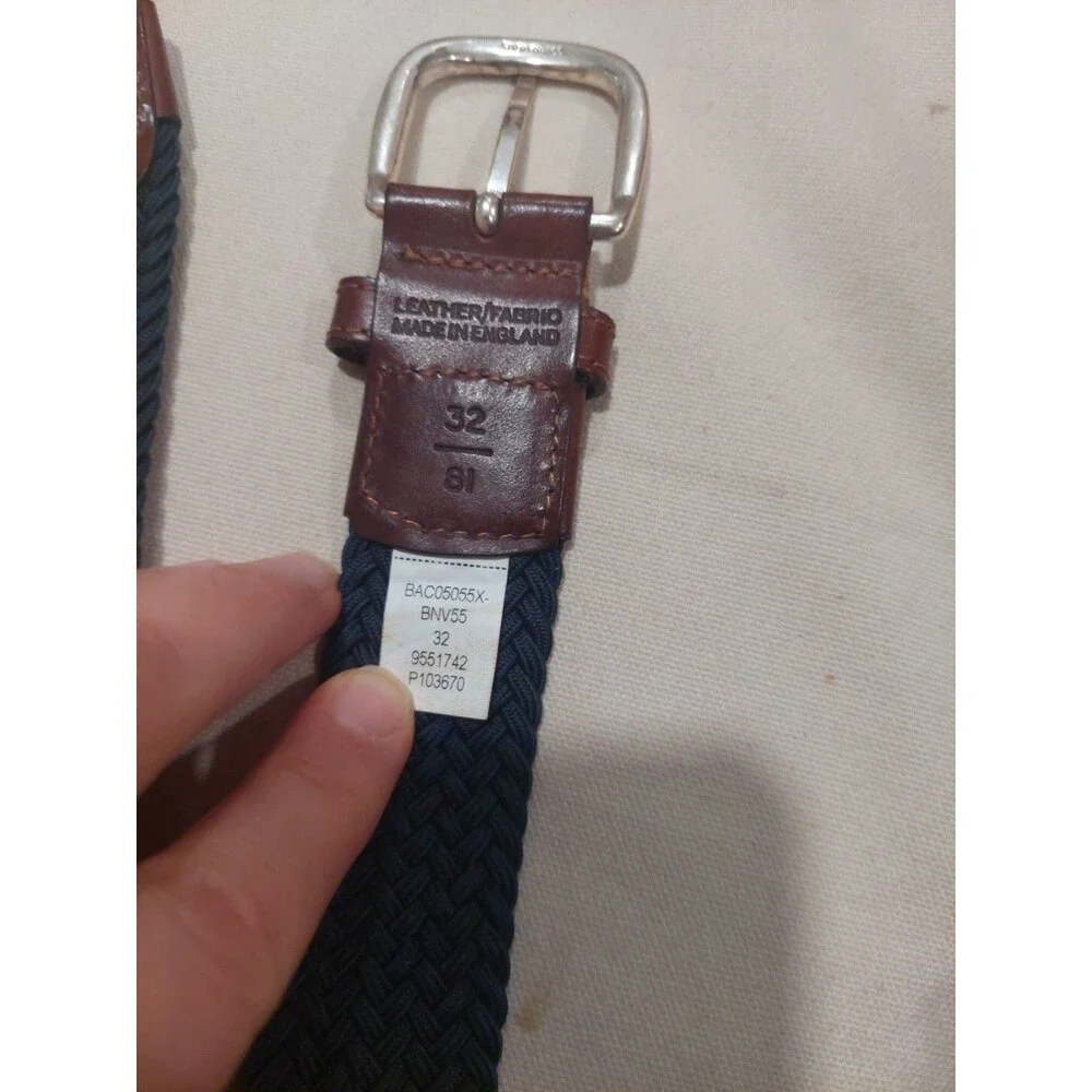 Navy Stretch Belt Braided Elastic Fabric Woven Belt 32 (81) England Spoke London